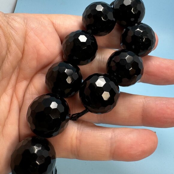 VTG Large Black Crystal Faceted 20mm Width Beads Loose Stones One Size - Picture 3 of 6
